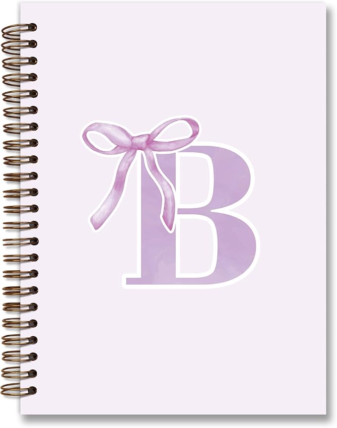 foedor Coquette Trendy Preppy Purple Bow Spiral Notebook,Initial B Journal Personalized Teen Girl Gifts,Monogrammed Gifts for Women Teen Girl,College Ruled Hardcover Spiral Notebook(purple)