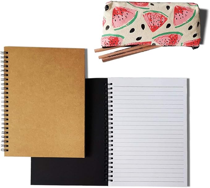 Spiral Notebook, College Ruled Notebooks, Thick Paper, 1 Subject, 3 Pack, 60 Sheets, 6''*8'' (Line Khaki)