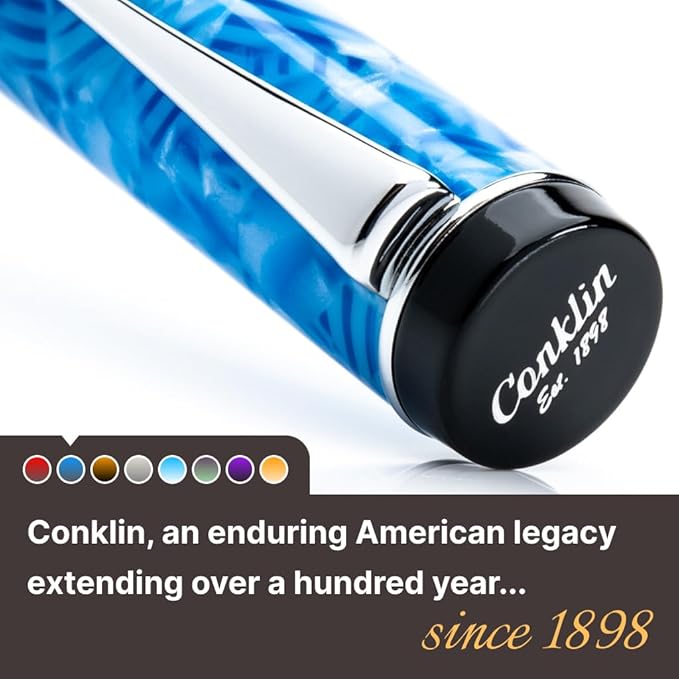 Conklin Duragraph Fountain Pen Ice Blue - Extra Fine Nib, Precision Writing Instrument with Cool Blue Finish