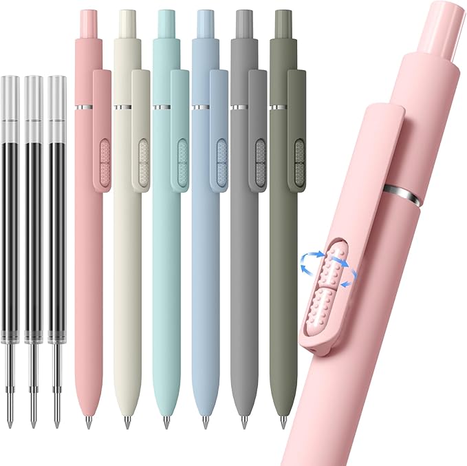 9 PCS Ballpoint Pens Black Ink, 1.0mm Medium Point Smooth Writing Ball Point Pens, High-end Long Lasting Retractable Pen for Home Office (6 Pens with 3 Refills)