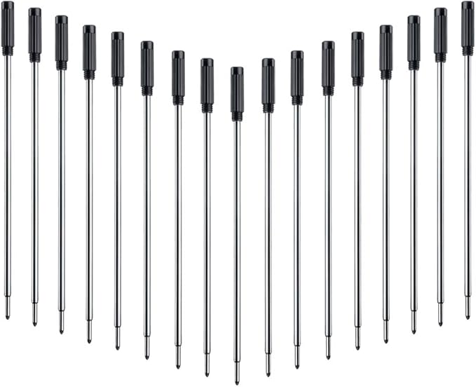 DunBong Black Ink Refill Pack of 5, Replaceable Ballpoint Pen Refills, Medium Point Metal Refill (Black)
