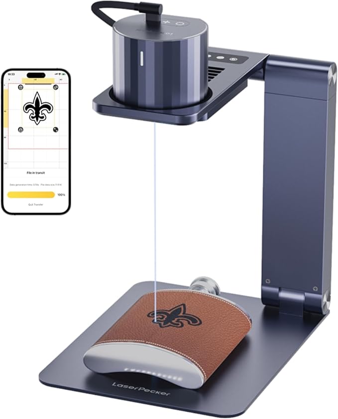 LaserPecker LP1 Pro Laser Engraver for Beginners, Mini Diode Wood Leather Felt Laser Engraver Portable Small Laser Engraving Machine, Suit Set with Laser Safety Glasses + Auto-focus Stand