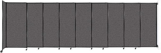 Wall-Mounted Sliding StraightWall Room Divider | Adjustable Widths | Locking Wheels | Room Separator | Up to 19'9" Wide x 6' Tall Charcoal Gray Fabric Panels