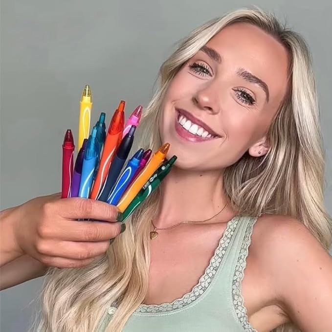 BIC Gelocity Quick Dry Ocean Themed Gel Pens, Medium Point (0.7mm), 8-Count Gel Pen Set, Colored Gel Pens for Note Taking and Journaling