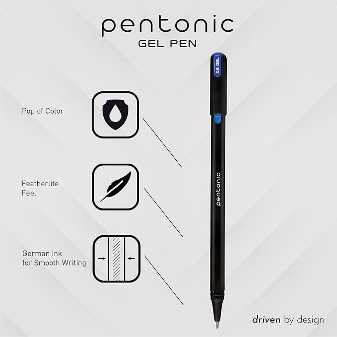 Pentonic Gel Pens, 36 Count, 36 Assorted Colors (Assorted Color, Neon, Pastel & Glitter), Medium & Fine Point, Smooth Writing For Journaling (1002358)