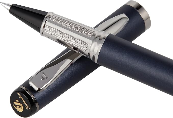 Liquid Ink Rollerball Pen,Luxury pen,Nice pen Metal pen Smooth writing stylish design effortless writing,fancy pens with gift case metal pen for Men & Women with 2 Refills-Blue