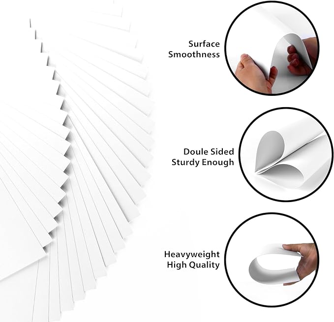 OcePor 100 Sheets White Cardstock 8.5” x 11”, 92lb/250gsm Card Stock, Thick Card Stock Paper, Heavy Cardstock Paper for Printer, Resume, Scrapbooks, Art, Crafts, Business Cards