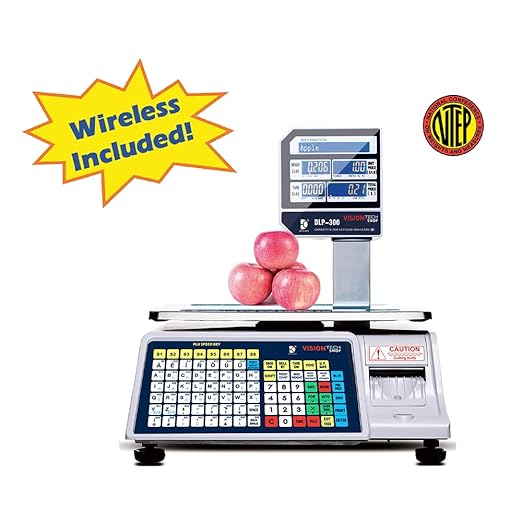 VisionTechShop DLP-300 Label Printing Scale Pole Display, 30/60lbs Capacity, 0.01/0.02lbs, NTEP Legal for Trade