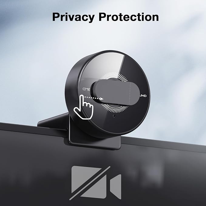 EMEET C950 4K Webcam for PC - 8 Megapixels 4K UHD, PDAF Autofocus, Noise-Canceling Mic, 70° FOV, 1080P@60FPS, Privacy Cover, USB 2.0 Plug&Play, No Tripod Hole, Ideal Webcam for Zoom/Teams/Google Meet