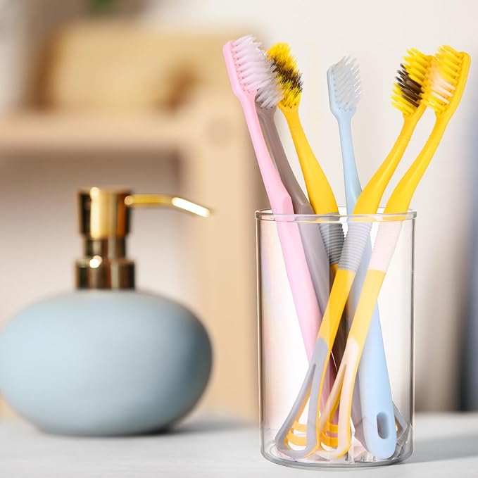 Crtiin 20 Pack Clear Acrylic Pen Holder Makeup Brush Round Pencil Holder for Desk Pen Cups Desk Organizers and Storage Desktop Stationery Organizer for Office School Home Supplies