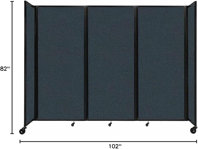 Versare Room Divider 360 Portable Wall Partition | Folding Panels | Large Freestanding Divider | Locking Wheels | Temporary Room Separator