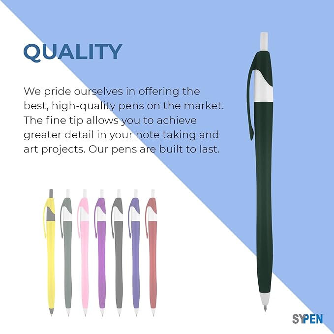 SyPen Personalized Pens With your Custom Logo or Text-500 Pack Bulk-for Businesses, Parties, and Events, Custom Printed Slim Ballpoint Click Pens, Purple Barrel Color, Black Ink
