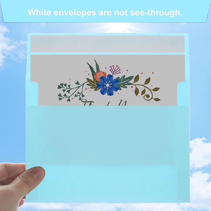 Joyberg 50 Pack Blue 5x7 Envelopes - Self Seal for Weddings, Invitations, Photos & Greeting Cards