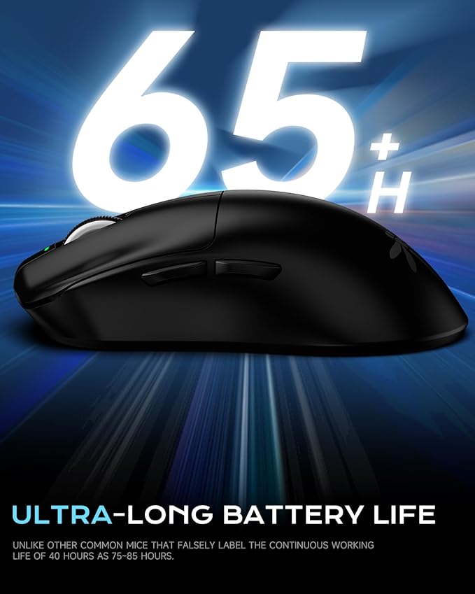 VGN Dragonfly F1 Pro Wireless Gaming Mouse - 49g Ultra-Lightweight, 26K DPI Optical Sensor, 6 Programmable Buttons, 65Hrs Battery, Esports Grade - Classic Black