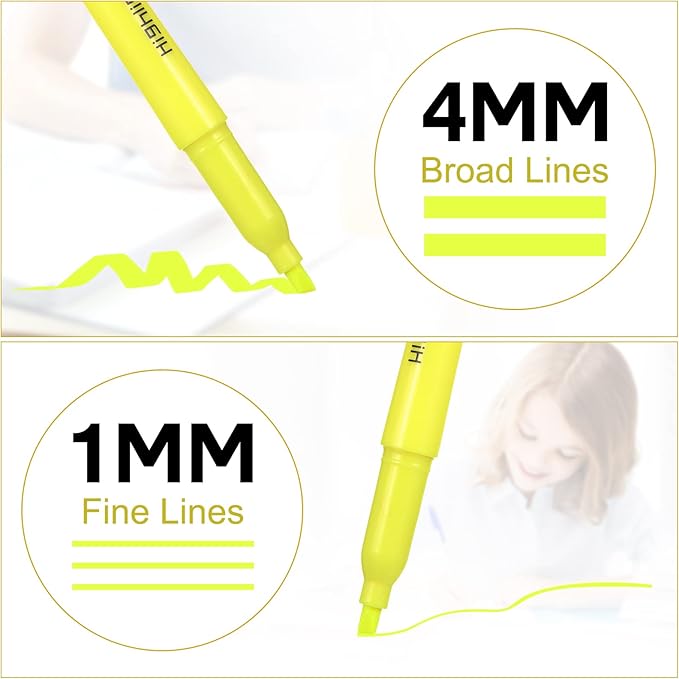 180 Pcs Highlighter Markers Bulk, Chisel Tip Aesthetic No Bleed Pastel Highlighter Pens Quick Drying Liner Markers for Adults Kids Highlighting in The Home School Office Classroom Supplies (Yellow)