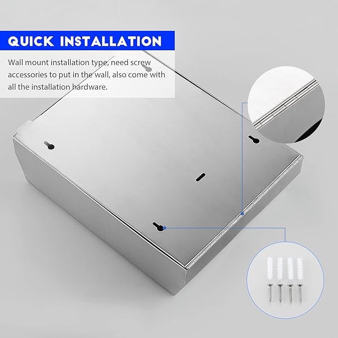 Paper Towel Dispenser Wall Mount Commercial, Fingerprint -Proof Paper Towel Holder for c-fold/Multi-fold/Tri-fold, Touchless Hand Towel Dispenser with Lock