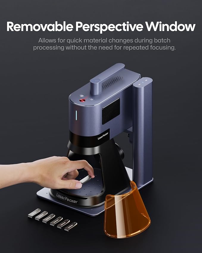 LaserPecker LP5 20W Fiber & Diode Dual Laser Engraver, 10X Faster 0.0027mm Precision for Metal Wood Jewelry, 3D Grayscale & Color Engraving, Portable 6kg Laser Cutter for Instant Store Customization