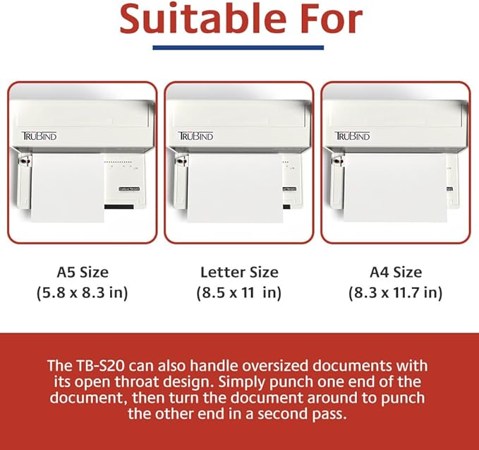 TruBind Manual Coil Binding Machine with Adjustable Side Margin | 20 Sheet Punch Capacity | Bind up to 440 Sheets with 4:1 Pitch | 2-Year Warranty | Heavy-Duty Coil Crimping Pliers Included