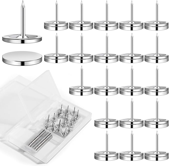 rhinocats Magnetic Push Pins, 20 Sets Magnet Thumbtack for Wall Bulletin Board Strong Decorative Pushpins Clip for Map Picture Hanging Kit Poster Holder