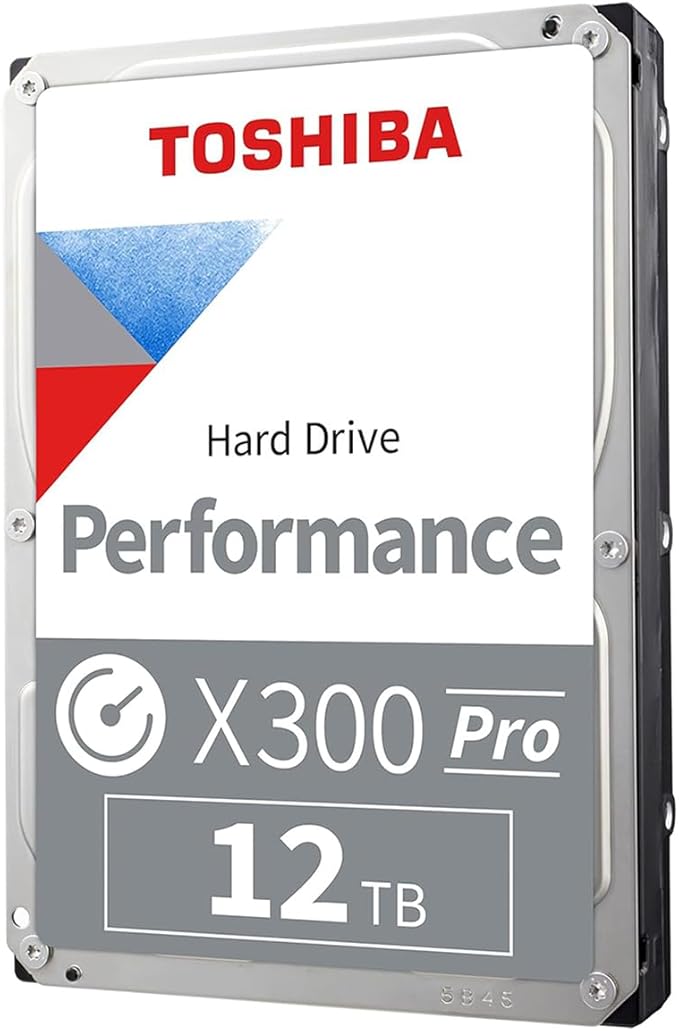 Toshiba X300 PRO 12TB High Workload Performance for Creative Professionals 3.5-Inch Internal Hard Drive – Up to 300 TB/Year Workload Rate CMR SATA 6 GB/s 7200 RPM 512 MB Cache - HDWR51CXZSTB