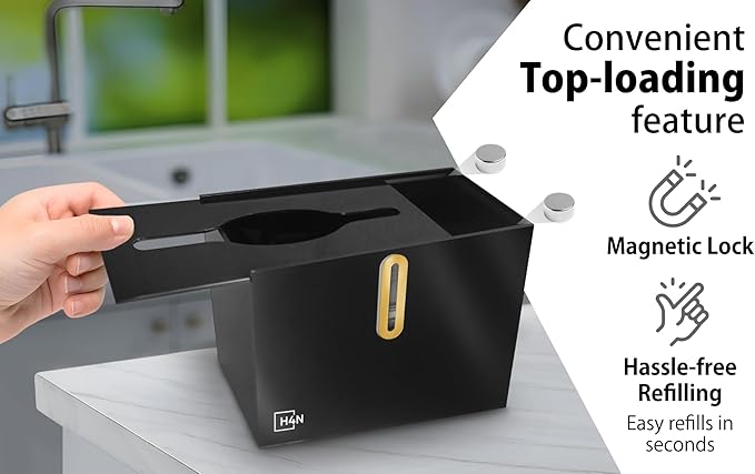 H4N Multifold Hand Paper Towel Dispenser Countertop, Compact Design, Single Sheet Dispensing for Home and Commercial Use, Black