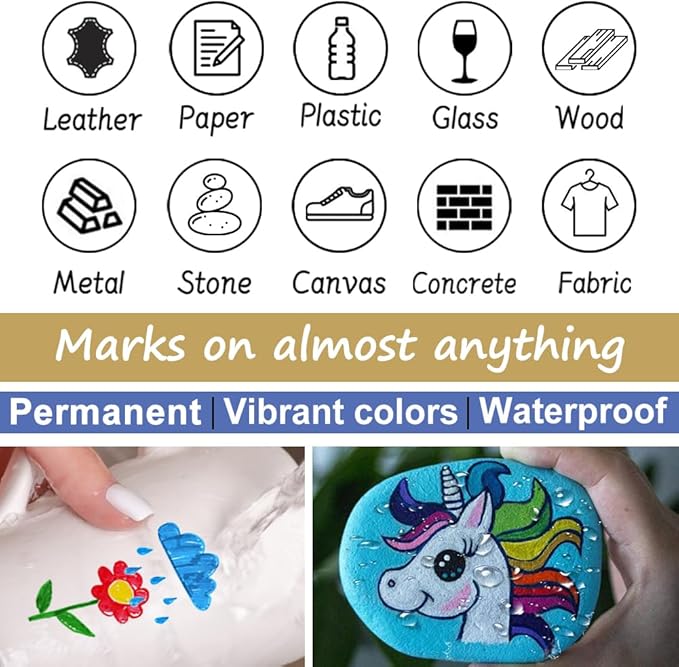 Overseas 48 Black Paint Pens, Oil Based Permanent Markers Set - Quick Drying, Waterproof, Fade-Resistant, Medium Tip Paint Markers Bulk for Wood, Metal, Rock, Ceramic, Plastic, Canvas, Glass, Rubber