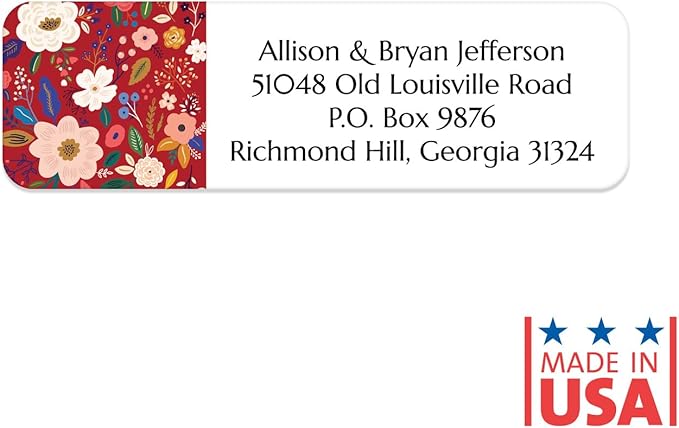 Multi-Floral Print Rolled Address Labels / 250 Personalized Return Address Labels/Designer Address Stickers in Elegant Plastic Dispenser