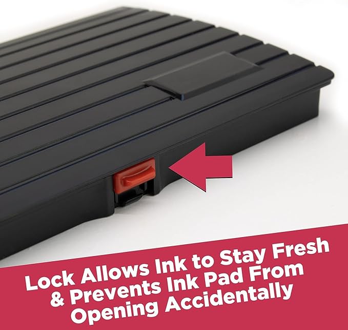 Large Premium Pink Ink Stamp Pad - 3" by 6" - Quality Felt Pad - Case with Closing snap