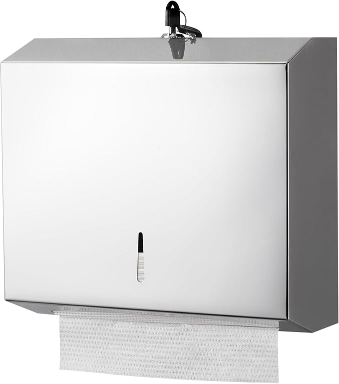 Paper Towel Dispenser Wall Mount Commercial, C Fold Multifold Hand Paper Towel Dispenser, Stainless Steel Tissue Holder(Chrome)