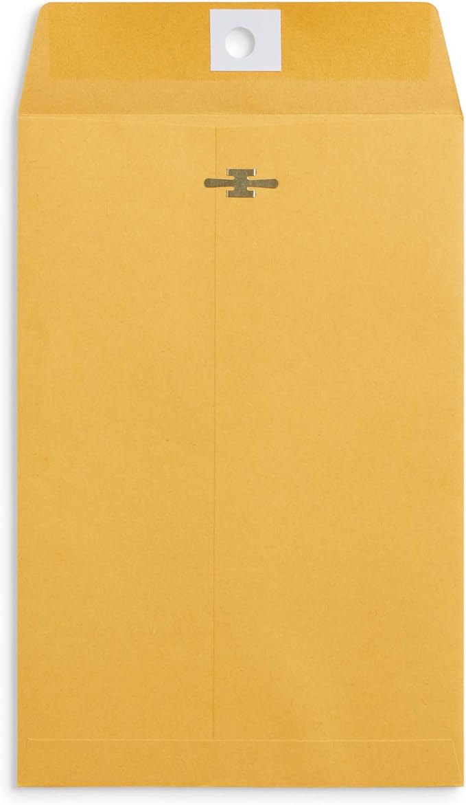 Blue Summit Supplies 100 6” x 9” Clasp Envelopes with Gummed Seal, Small Clasp Mailing Envelopes Made From 28lb Kraft Paper, For Smaller Items or Handling Cash, Bulk 100 Pack