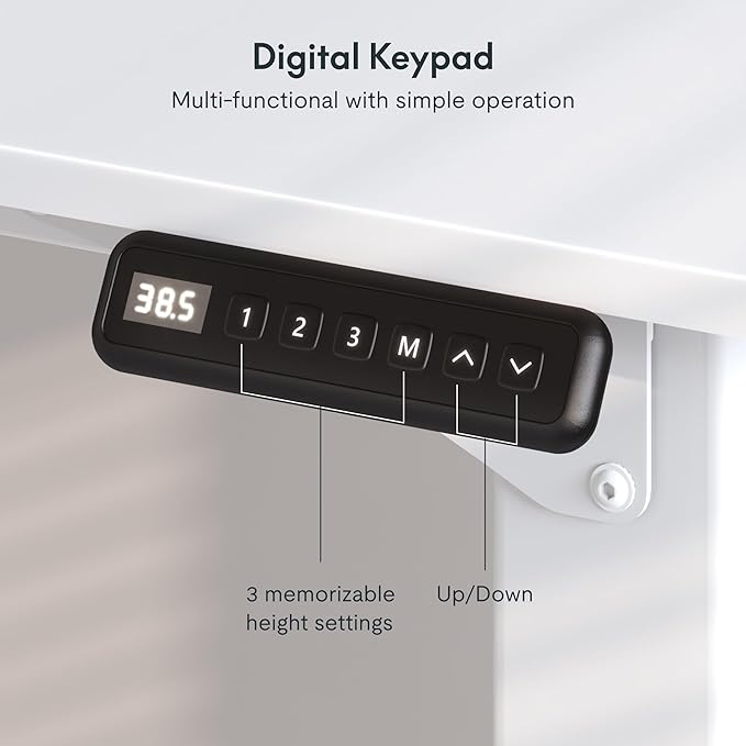 SANODESK 4-Leg Standing Desk, Electric Height Adjustable Desk with Memory Presets for Home Office, Stand up Desk Computer Workstation, 63x28 Inches White