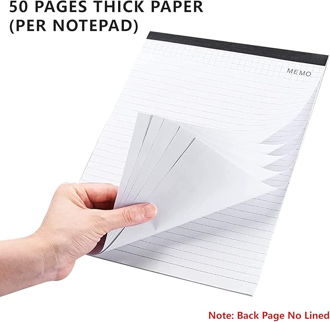 SAYEEC Legal Pads, A4 Size Wide Ruled Writing Note Pads, 8" x11" Lined Notepad Notebook Paper for Business School College Office 25 Sheets Per Pad (2 Pack)