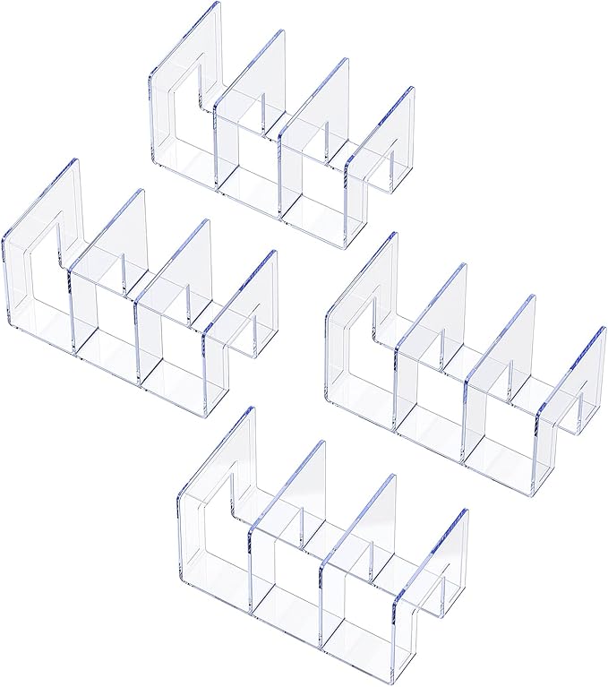 LUGUNU Clear Acrylic Purse Organizer - 3-Section Divider for Handbag Closet Storage - Durable Rack for Purses, Clutches More (Set of 4)