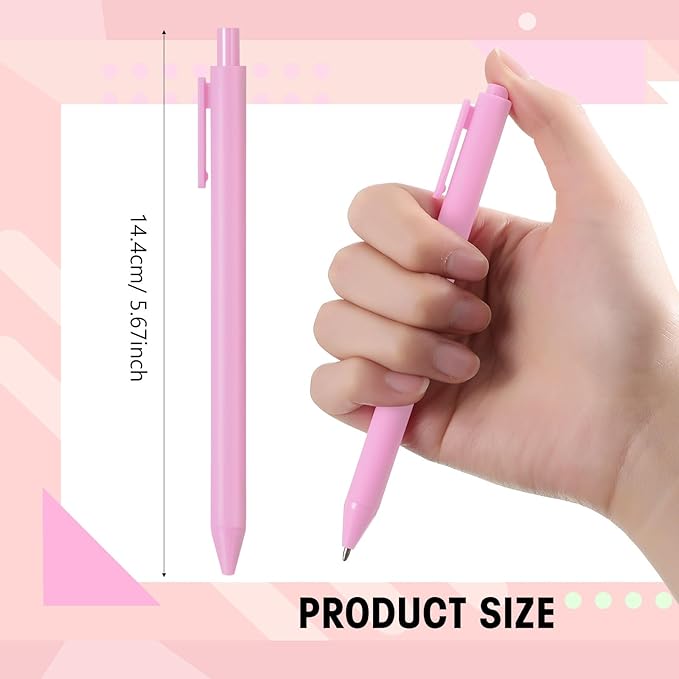 Fulmoon 50 Pcs Ballpoint Pens Bulk Retractable Comfortable Writing Pens Cute Back to School Supplies in Medium Point 1.0 mm for Teacher Student Bridal Shower Baby Shower (Light Pink)