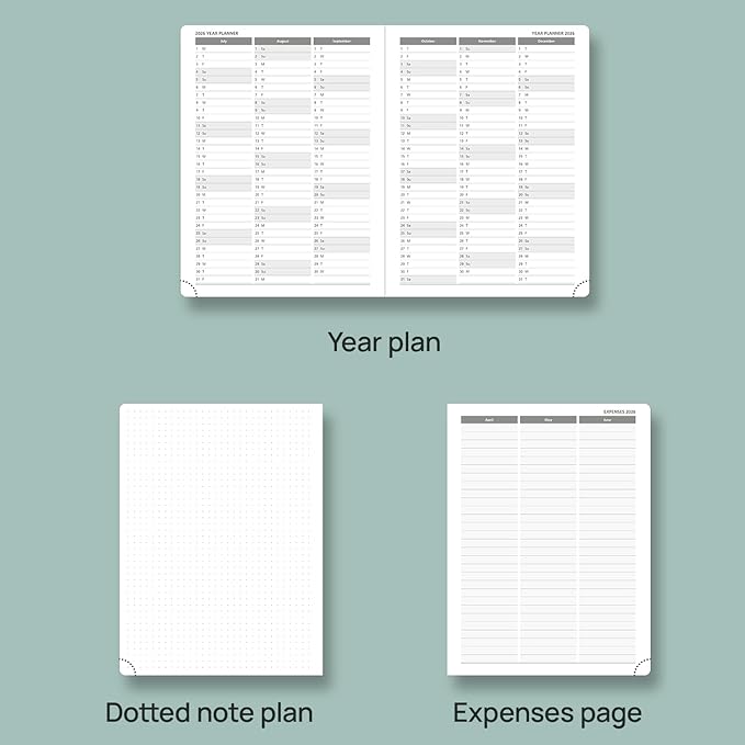 POPRUN Planner 2025-2026 (Medium - 6.5'' x 8.5'') Academic Weekly Calendar (July 2025 - June 2026) with Hourly Time Slots, Monthly Tabs, 100GSM Thick Papers, Leather Soft Cover - Grey