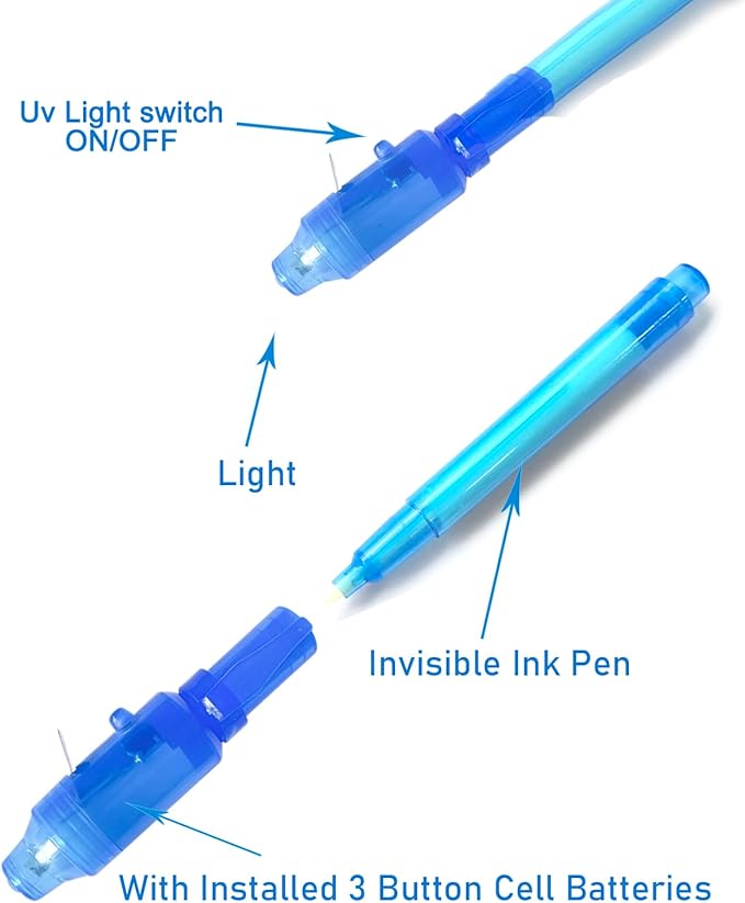 SCStyle Invisible Ink Pen 10Pcs Latest Spy Pen with uv Light Magic Spy Marker Kid Pens for Secret Message and Birthday Party,Writing Secret Message for Easter Day Halloween Christmas Party Bag Gift
