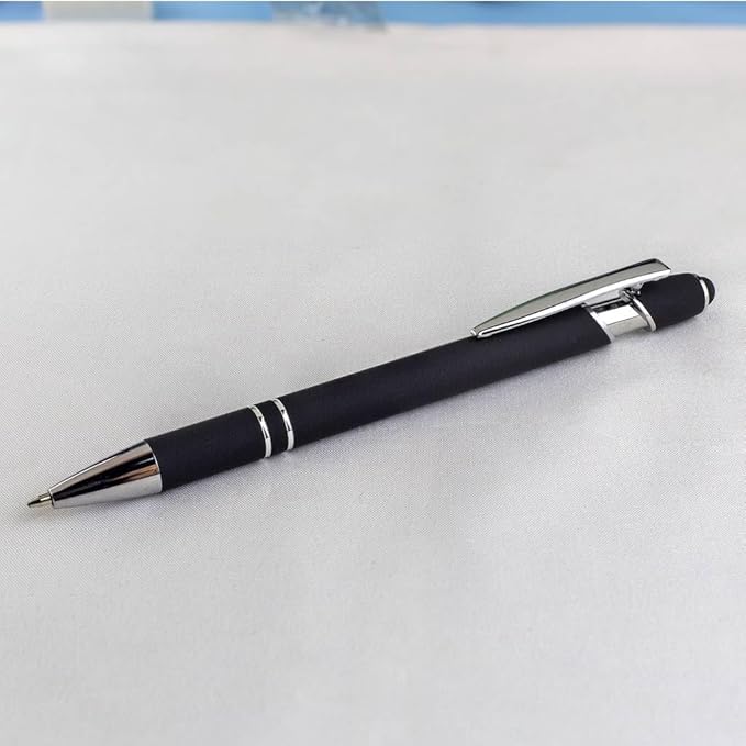 Wine Red Ballpoint Pens with Black Ink, 2-in-1 Stylus Tip, 1.0mm Medium Point, Matte Metal Barrel – 10-Pack for Office or School