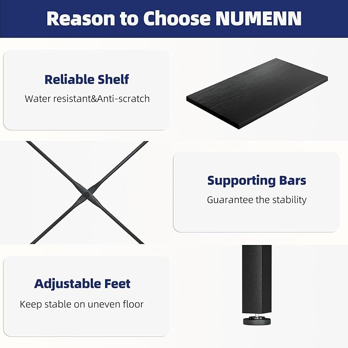 NUMENN Triple Column 4 Tier Bookshelf, Bookcase with 11 Open Display Shelves, Adjustable Rustic Industrial Style Book Shelves, Modern Bookshelves for Bedroom, Living Room and Home Office, Black