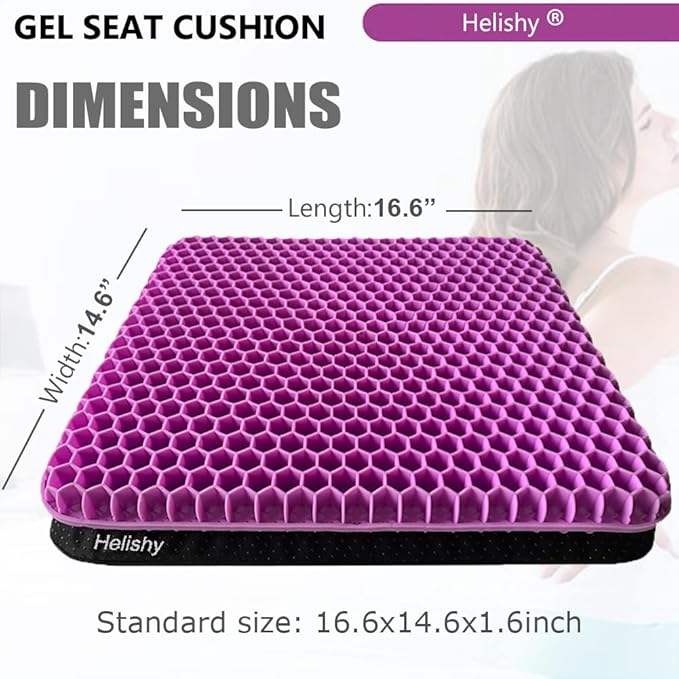 Gel Seat Cushion, Egg Seat Cushion for Tailbone, Back, Sciatica Pain Relief - Gel Enhanced Chair Pads with Non-Slip Cover for Office Home Chair Car Seat Wheelchair (Standard, Violet)