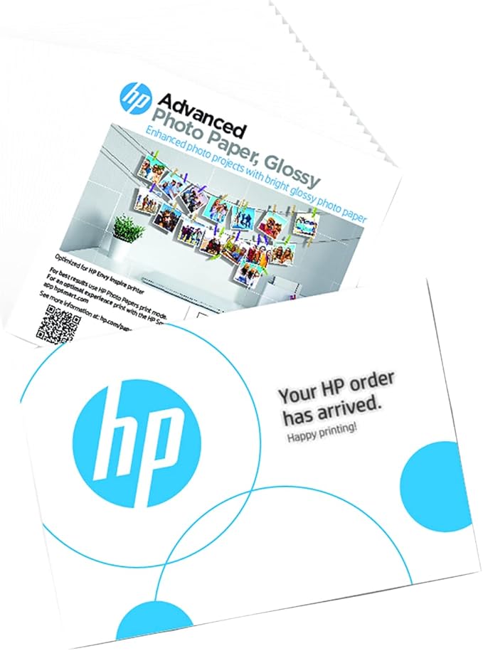 HP Advanced Photo Paper, Glossy, 5x5 in, 20 sheets (49V50A),White