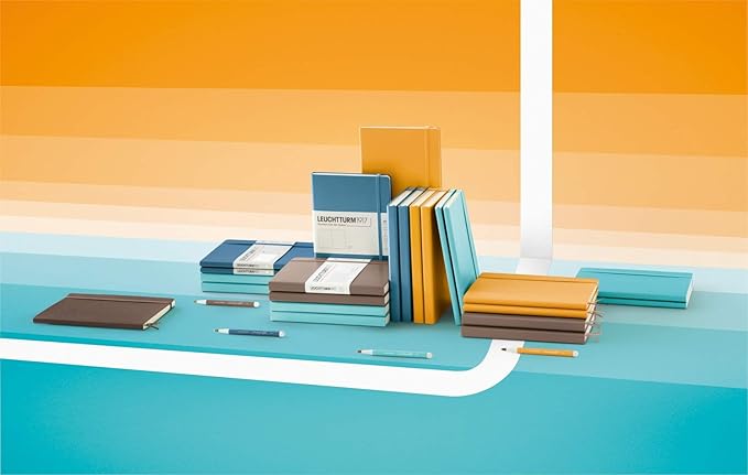 LEUCHTTURM1917 - Notebook Hardcover Medium A5-251 Numbered Pages for Writing and Journaling (Stone Blue, Squared)