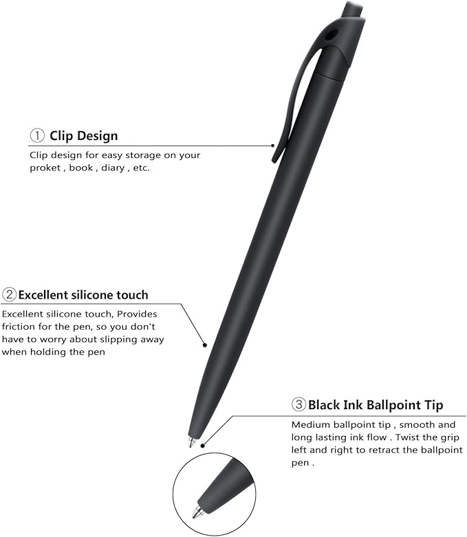 Aozora Pens Bulk 120 Pack Black Click Pens No Bleed Wholesale Retractable Ballpoint Pens Medium Point,Smooth Ink Pens for Journaling School Office Supplies 1.0MM Black Ink