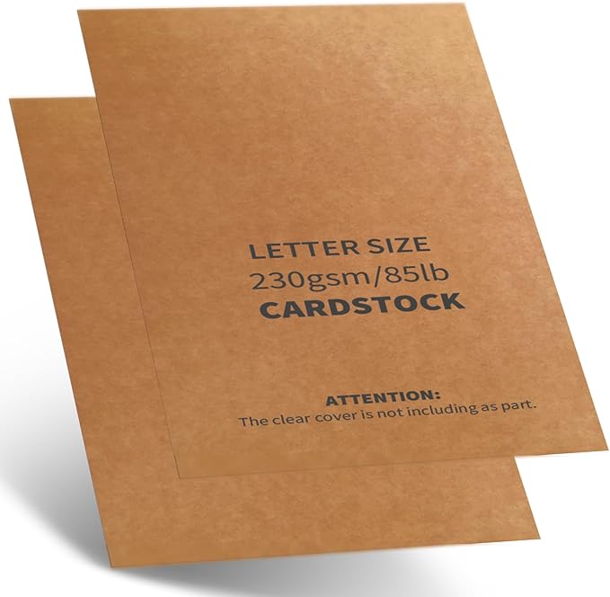 Binditek 100 Pack 12 Mil Paper Binding Covers, 230GSM (85lb), Brown Cardstock, 8.5 x 11", Kraft Paper, Un-Punched, Invitations, DIY