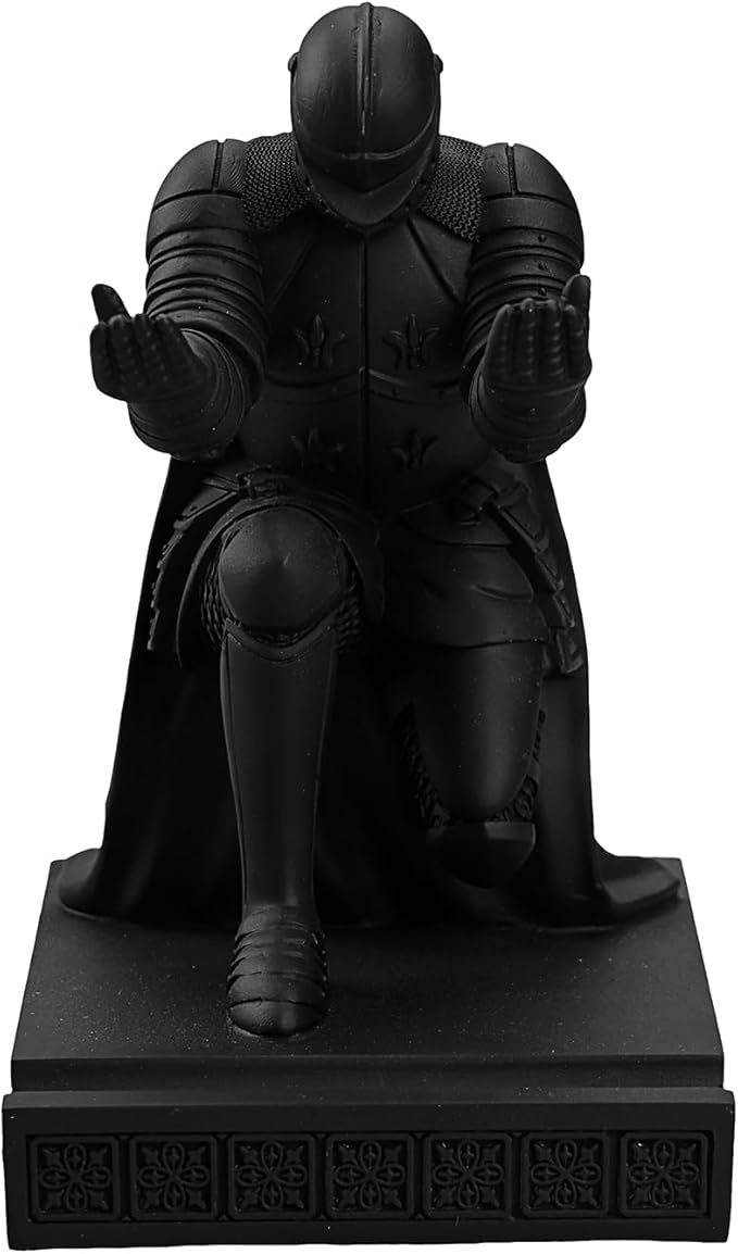 Windbreaker Soldier Knight Pen Holder Personalized Desk Accessory, Mobile Phone & Gaming Controller Holder, Device Stand Gift for Medieval Enthusiasts (Black)