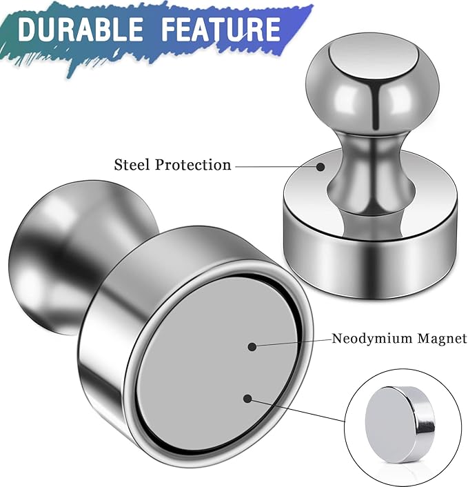 22Packs Neodymium Fridge Magnets, Strong Magnets for Whiteboard, Push Pin Magnet, Small Strong Neodymium Refrigerator Magnet for Office, Kitchen, Adults, Home