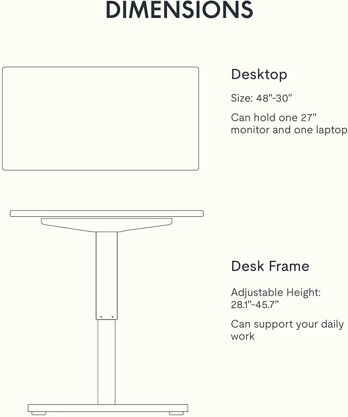 FLEXISPOT EN1 One-Piece Standing Desk 48 x 30 Inch Electric Height Adjustable Desk for Home Office and Computer Workstation (White Frame + Maple Top, 2 Packages)
