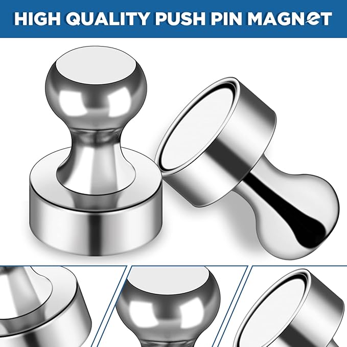 LOVIMAG 12Pcs Fridge Magnets Push Pins for Kitchen, Whiteboard, Office, Classroom and Map - Refrigerator Magnets for Adults
