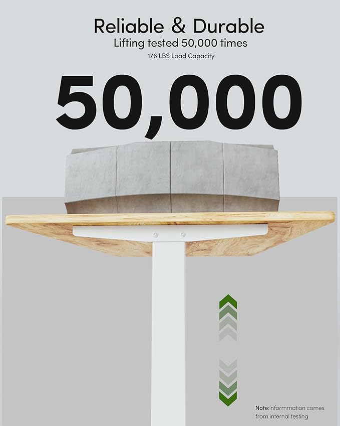 FEZIBO One-Piece Standing Desk Adjustable Height Stand up Home Office Desk, 48x24 Inch Electric Standing Computer Desk, with 4 Memory Presets, Fixable casters, Light Rustic