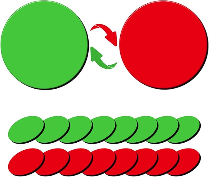 75 Pcs 1” Double-Sided Red Green Magnets, Flip Over Colored Magnetic Dots for Whiteboard, Refrigerator, Office (75, Red/Green-Colors)