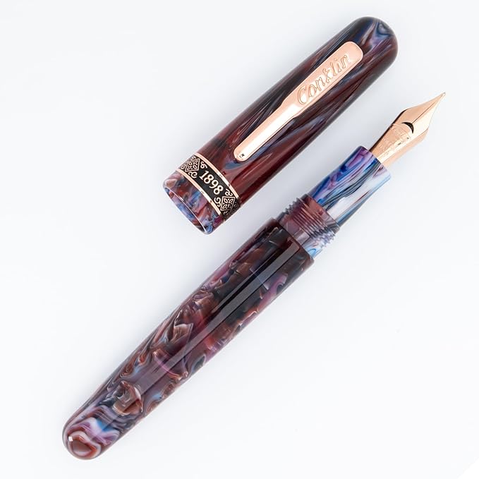Conklin 1898 Fountain Pen, Misto Purple - 14KT Gold Medium Nib | Unique Resin Pen with 14KT Gold Nib | JoWo Stainless Steel Nib Made in Germany | Ideal Gift for Professionals